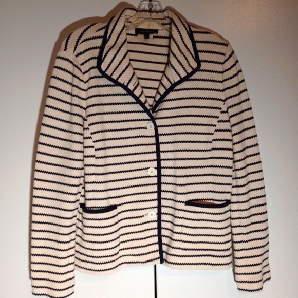 Talbots Zigzag Stripes Textured Knit Jacket - Picture 3 of 4